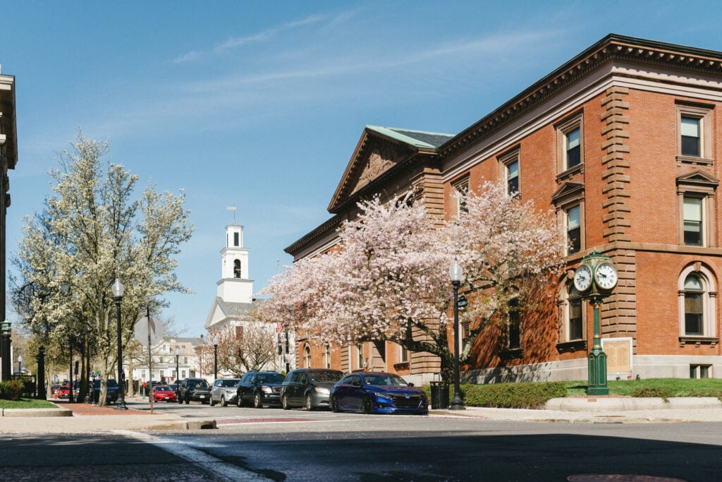 Spring in the Seaport cherry blossoms at City Hall New Bedford